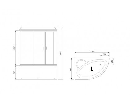 Душевая кабина Royal Bath RB 170ALP-C-CH 170х100 см, с матовыми стеклами, левосторонняя