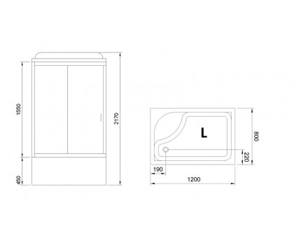 Душевая кабина Royal Bath RB 8120BP2-T 120х80 см, с прозрачными стеклами, левосторонняя