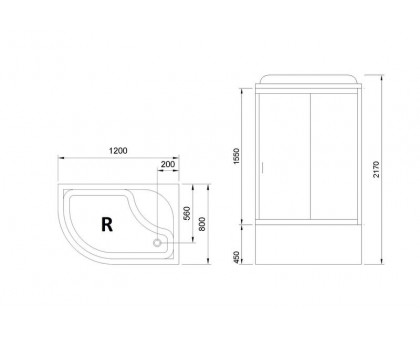 Душевая кабина Royal Bath RB 8120BK3-WT-CH 120х80 см, с прозрачными стеклами, правосторонняя