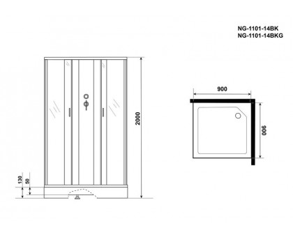 Душевая кабина Niagara NG-1101-14BKG 90х90 см, с матовыми стеклами