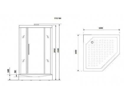 Душевая кабина Niagara Lux NG-7717WBK 100х100 см серебро