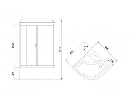 Душевая кабина Royal Bath RB 90BK1-M-CH 90х90 см, с матовыми стеклами