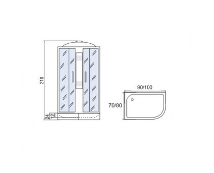 Душевая кабина Мономах 90/80/24 МЗ R  90х80х210, асимметричная