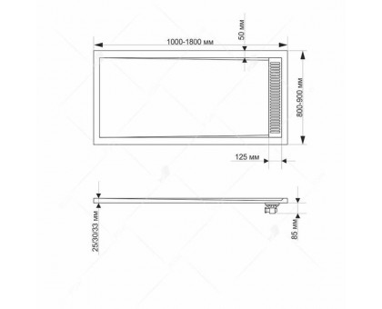 Душевой поддон RGW STM-G 80x170 см, прямоугольный, искусственный камень, графит