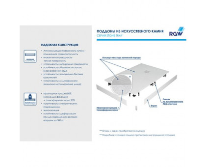 Душевой поддон RGW ST/AL-W 90x120 см, асимметричный, белый (Комплект)