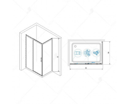 Душевой уголок RGW LE-41B (LE-12B + Z-22B) 180x100, прозрачное стекло