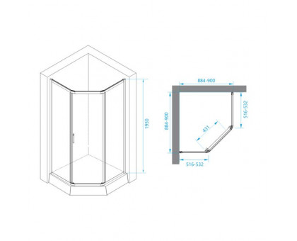 Душевой уголок RGW PA-86 90x90, прозрачное стекло