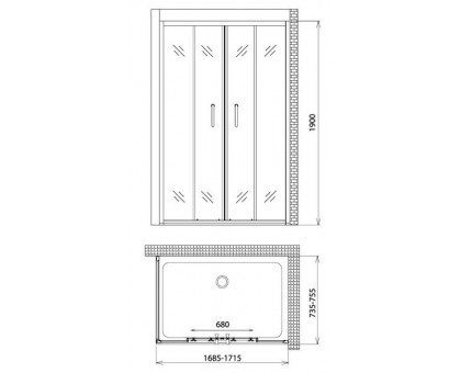 Душевой уголок Gemy Victoria S30192C-A75 170х75 см