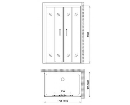 Душевой уголок Gemy Victoria S30192D-A100 180х100 см