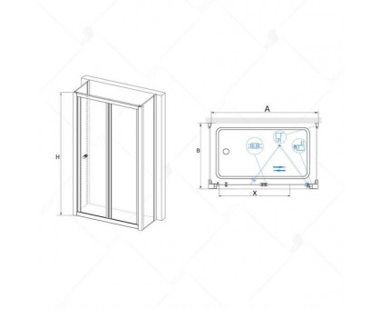 Душевой уголок RGW CL-41 P (CL-21 + 2Z-050-1) 75x90, прозрачное стекло